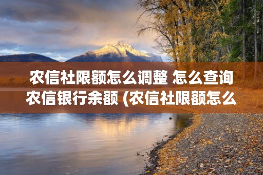 农信社限额怎么调整 怎么查询农信银行余额 (农信社限额怎么调整)