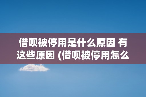 借呗被停用是什么原因 有这些原因 (借呗被停用怎么恢复)