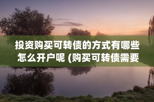 投资购买可转债的方式有哪些 怎么开户呢 (购买可转债需要多少钱)