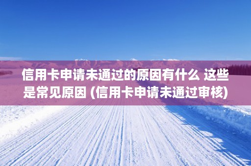 信用卡申请未通过的原因有什么 这些是常见原因 (信用卡申请未通过审核)