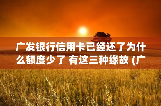 广发银行信用卡已经还了为什么额度少了 有这三种缘故 (广发银行信用卡已暂停还能用吗)