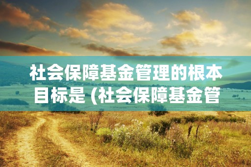 社会保障基金管理的根本目标是 (社会保障基金管理的主要模式)