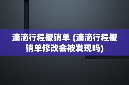 滴滴行程报销单 (滴滴行程报销单修改会被发现吗)