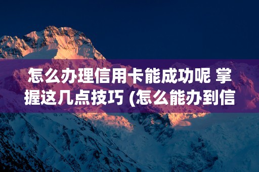 怎么办理信用卡能成功呢 掌握这几点技巧 (怎么能办到信用卡)