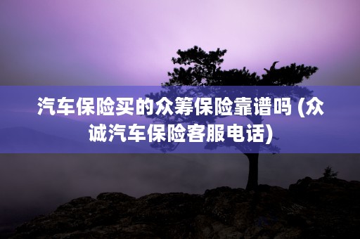 汽车保险买的众筹保险靠谱吗 (众诚汽车保险客服电话)