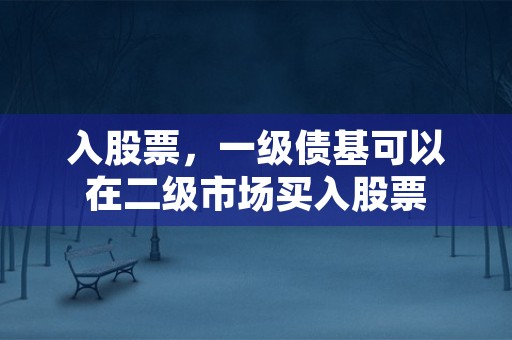 入股票，一级债基可以在二级市场买入股票