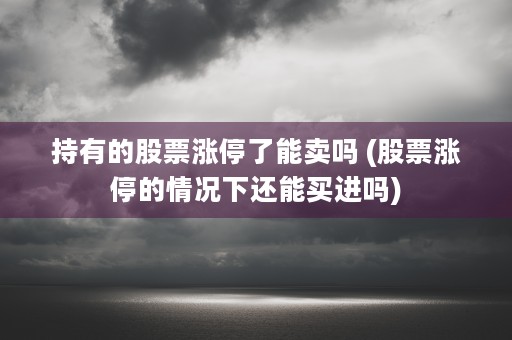 持有的股票涨停了能卖吗 (股票涨停的情况下还能买进吗)