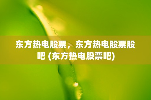 东方热电股票，东方热电股票股吧 (东方热电股票吧)