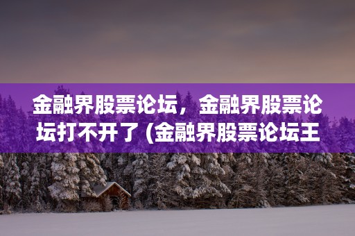 金融界股票论坛，金融界股票论坛打不开了 (金融界股票论坛王府)