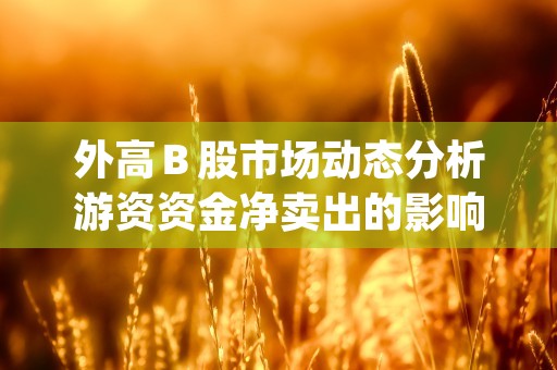 外高Ｂ股市场动态分析游资资金净卖出的影响与展望 (外高桥股票行情最新)