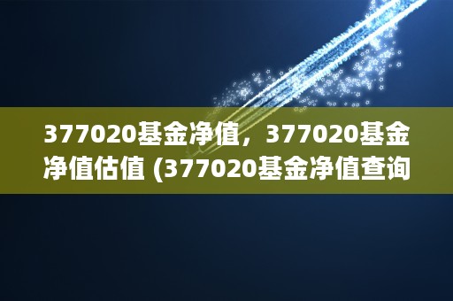 377020基金净值，377020基金净值估值 (377020基金净值查询今天最新净值)