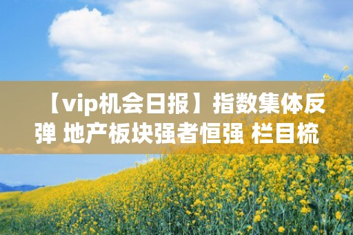 【vip机会日报】指数集体反弹 地产板块强者恒强 栏目梳理产业链核心