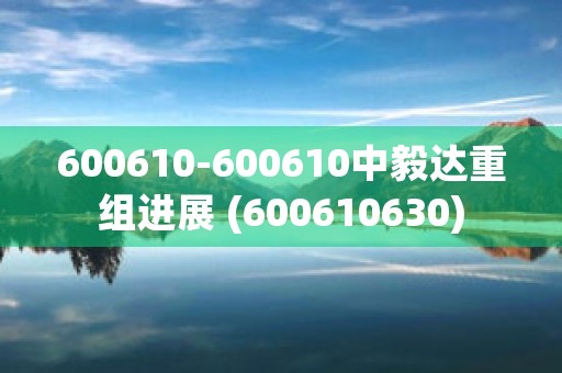 600610-600610中毅达重组进展 (600610630)