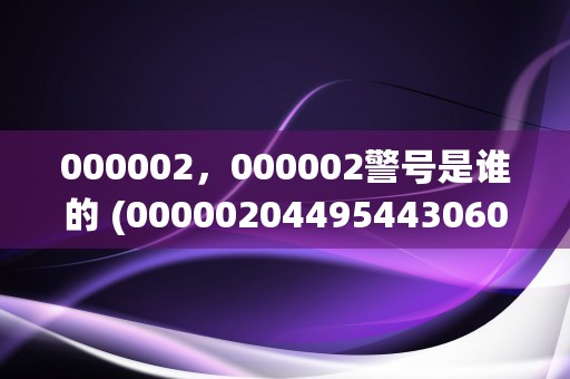 000002，000002警号是谁的 (000002044954430600200873)