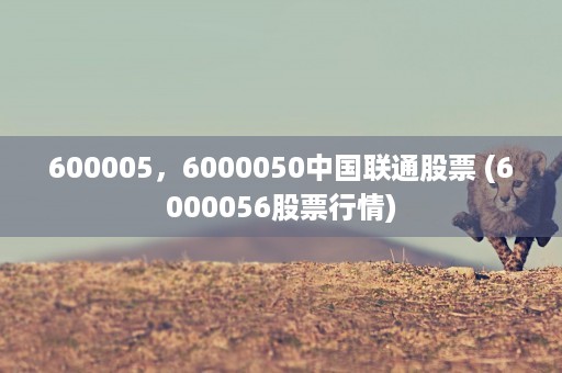 600005，6000050中国联通股票 (6000056股票行情)