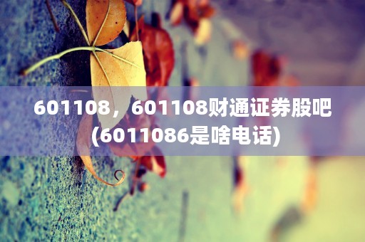 601108，601108财通证券股吧 (6011086是啥电话)