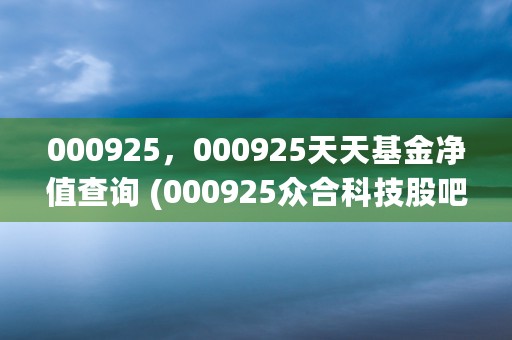 000925，000925天天基金净值查询 (000925众合科技股吧)