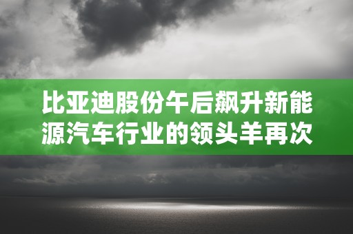 比亚迪股份午后飙升新能源汽车行业的领头羊再次证明其市场力量 (比亚迪股份架构)