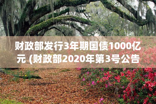 财政部发行3年期国债1000亿元 (财政部2020年第3号公告)