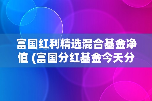 富国红利精选混合基金净值 (富国分红基金今天分红公告)