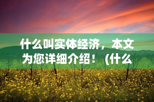 什么叫实体经济，本文为您详细介绍！ (什么叫实体经济?包括哪些除了实体经济还有什么)