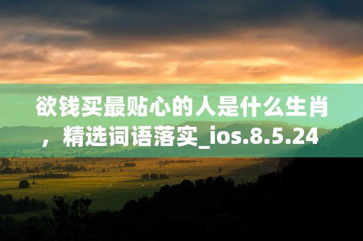 欲钱买最贴心的人是什么生肖，精选词语落实_ios.8.5.24 (欲钱买最贴心的人生肖)