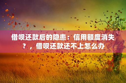 借呗还款后的隐患：信用额度消失？，借呗还款还不上怎么办