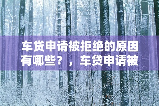 车贷申请被拒绝的原因有哪些？，车贷申请被拒绝了会影响吗