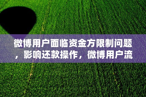 微博用户面临资金方限制问题，影响还款操作，微博用户流失严重